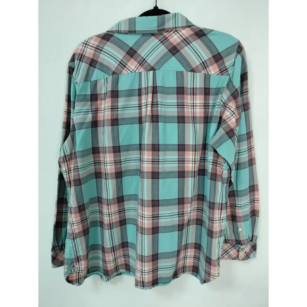 Talbots Multicolor Plaid Button-Front Button-Up Shirt Women Petite Size 2XP